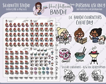 Lil' Bandit Printable Character Stickers - Cheat Day | DIY Planner Stickers | Silhouette Cut Files | Printable Stickers