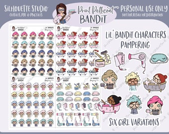 Lil' Bandit Printable Character Stickers - Pampering | DIY Planner Stickers | Silhouette Cut Files | Printable Stickers