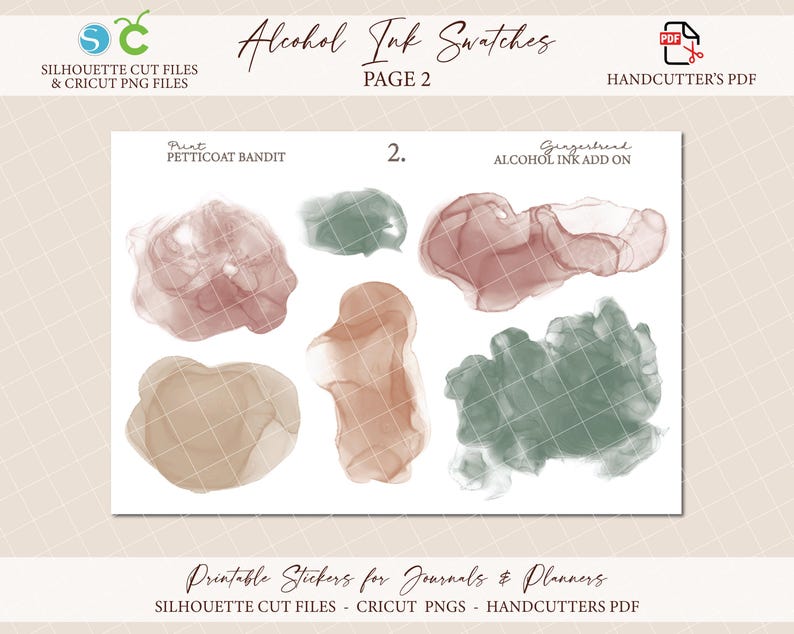 Gingerbread Swatch Printable Alcohol Ink Swatches - Gingerbread | Christmas Journal ...