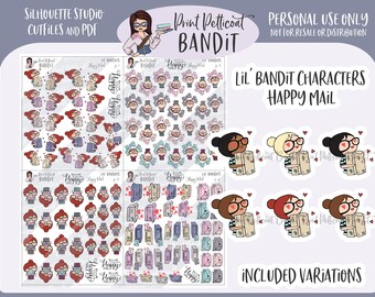 Lil' Bandit Printable Character Stickers - Happy Mail | DIY Planner Stickers | Silhouette Cut Files | Printable Stickers