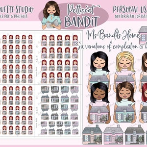 Ms Bandits Home Charakter Aufkleber | Buch Sticker | Pfandbrief | Mieten | Silhouette Schnittdateien | PNG | PDF | xklusiv