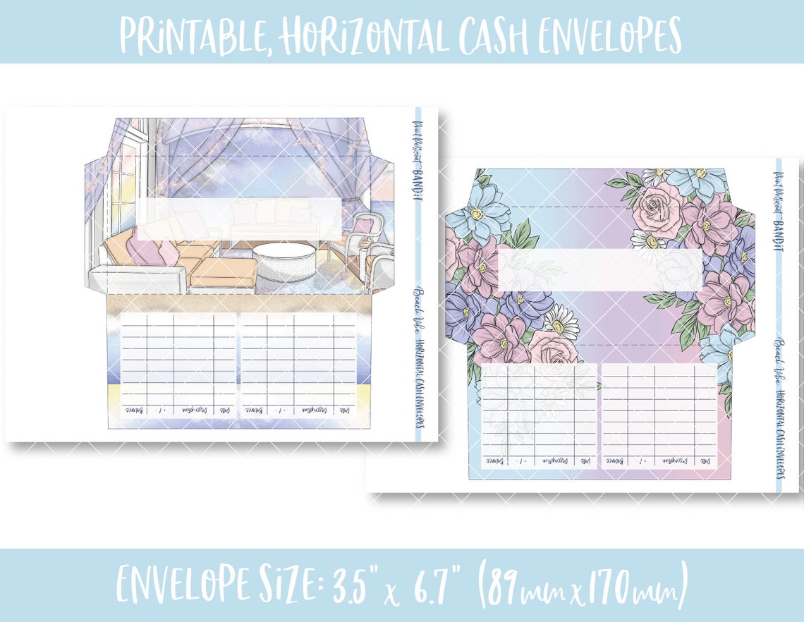 8 Printable Horizontal Cash Envelopes Transaction Tracker - Etsy