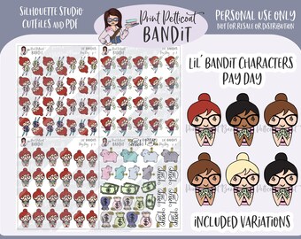 Lil' Bandit Printable Character Stickers - Pay Day | DIY Planner Stickers | Silhouette Cut Files | Printable Stickers