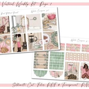 Printable Vertical Weekly Planner Sticker Kit Winter Evergreen Foil ...