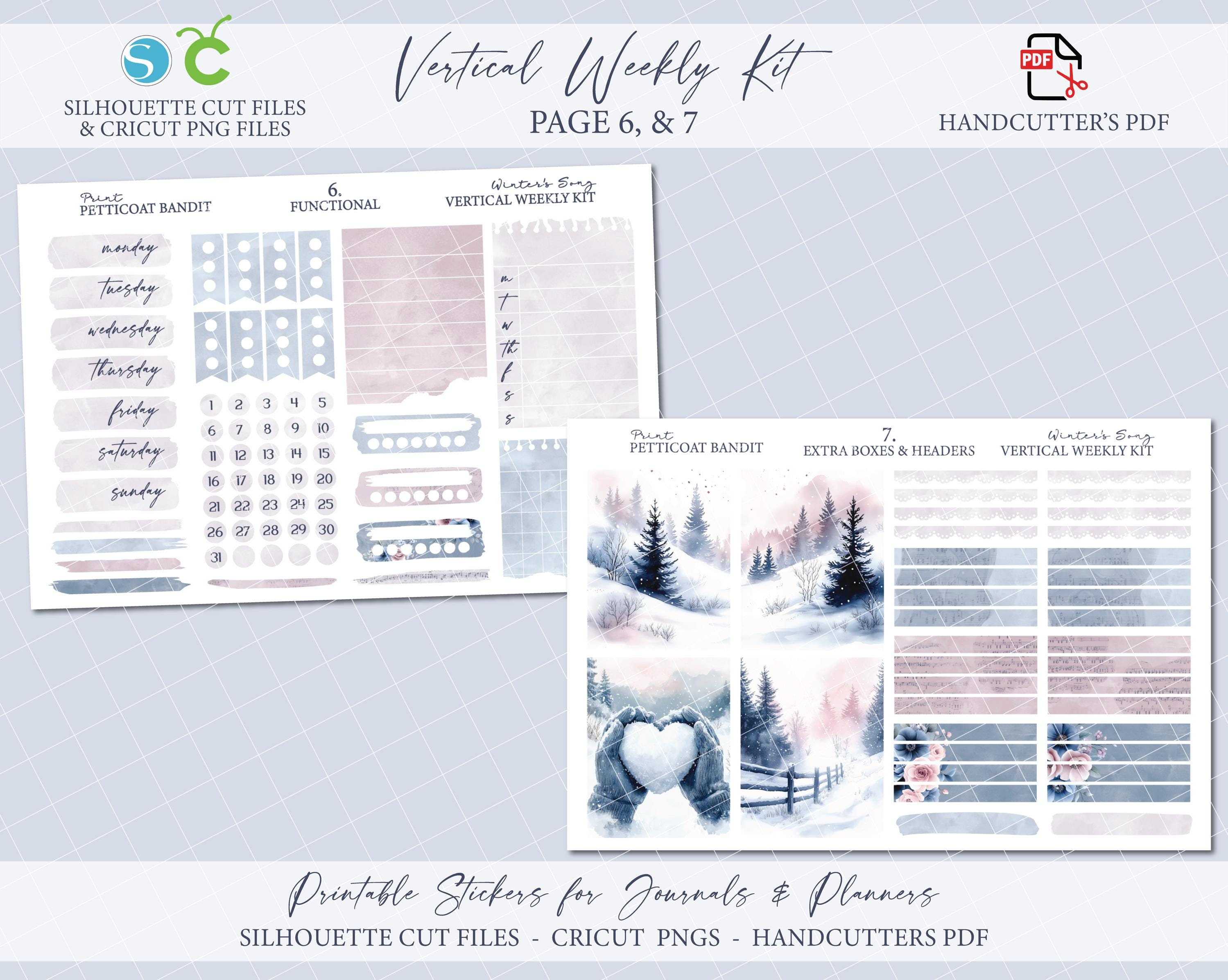 Printable Vertical Weekly Planner Sticker Kit - Winter's Song ...