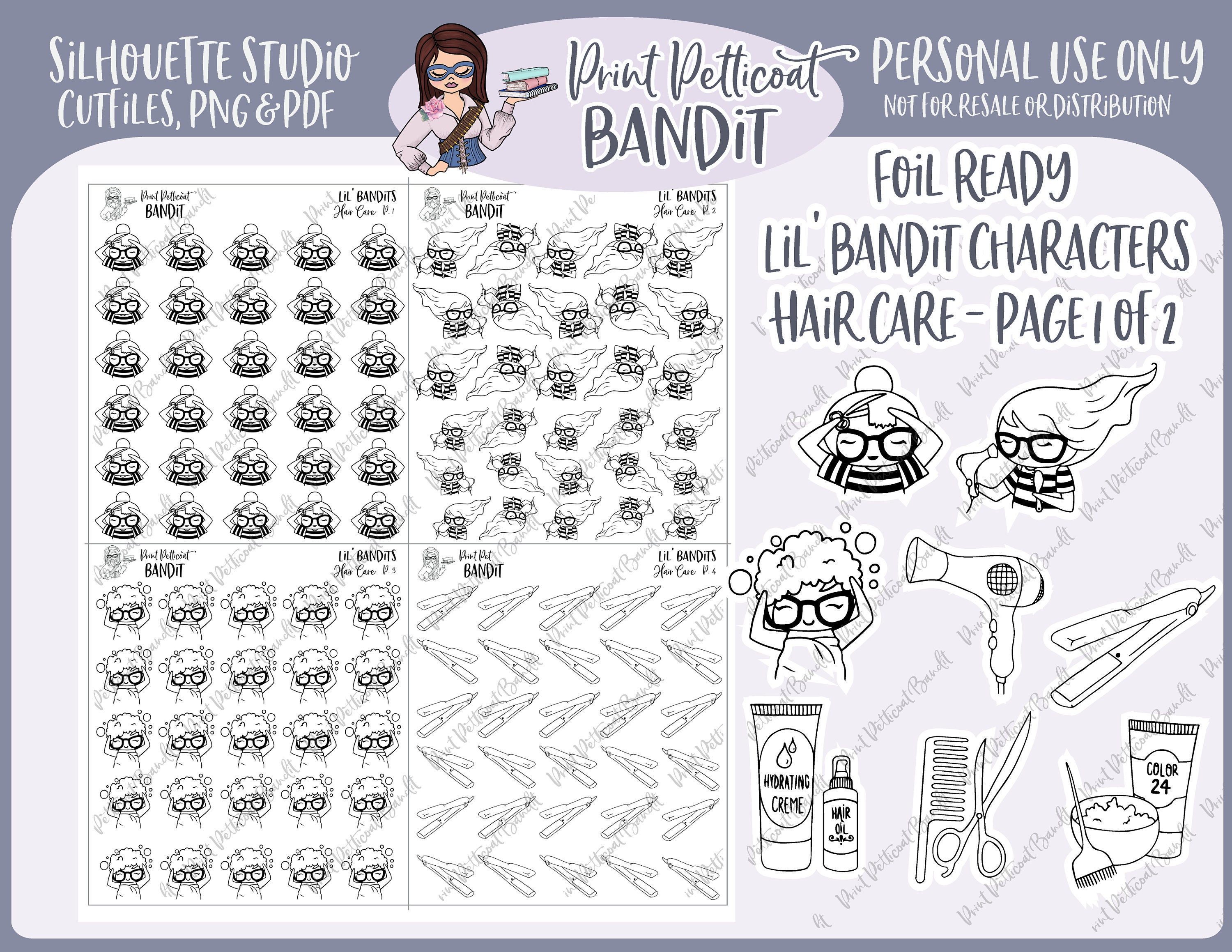 Stickers Silhouette Cut Files DIY Planner Stickers Good Day Foil Ready Lil/' Bandit Printable Character Stickers