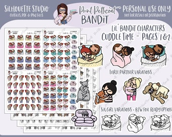 Lil' Bandit Printable Character Stickers - Cuddle Time | DIY Planner Stickers | Silhouette Cut Files | Printable Stickers