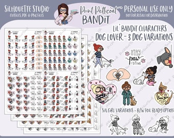 Lil' Bandit Printable Character Stickers - Dog Lover | DIY Planner Stickers | Silhouette Cut Files | Printable Stickers