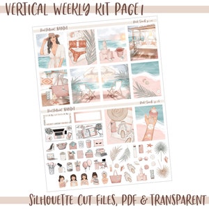 Printable Vertical Weekly Planner Kit Pink Sands FOIL READY Silhouette ...