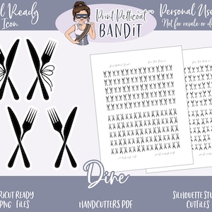 FOIL READY Decorative Icon Planner Stickers | Dine Dainty Foil Stickers | Silhouette cut files | Cricut .png | Pdf | xclusive