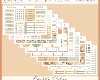 Printable Add On Vertical Weekly Planner Sticker Kit - A Fall Walk | Weekly Sticker Kit | Silhouette Cutfiles | Cricut PNG | PDF