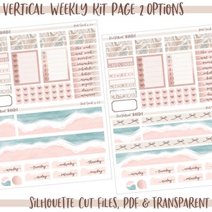 Printable Vertical Weekly Planner Kit Pink Sands FOIL READY Silhouette ...