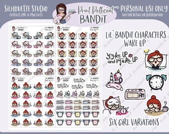 Lil' Bandit Printable Character Stickers - Wake Up | DIY Planner Stickers | Silhouette Cut Files | Printable Stickers