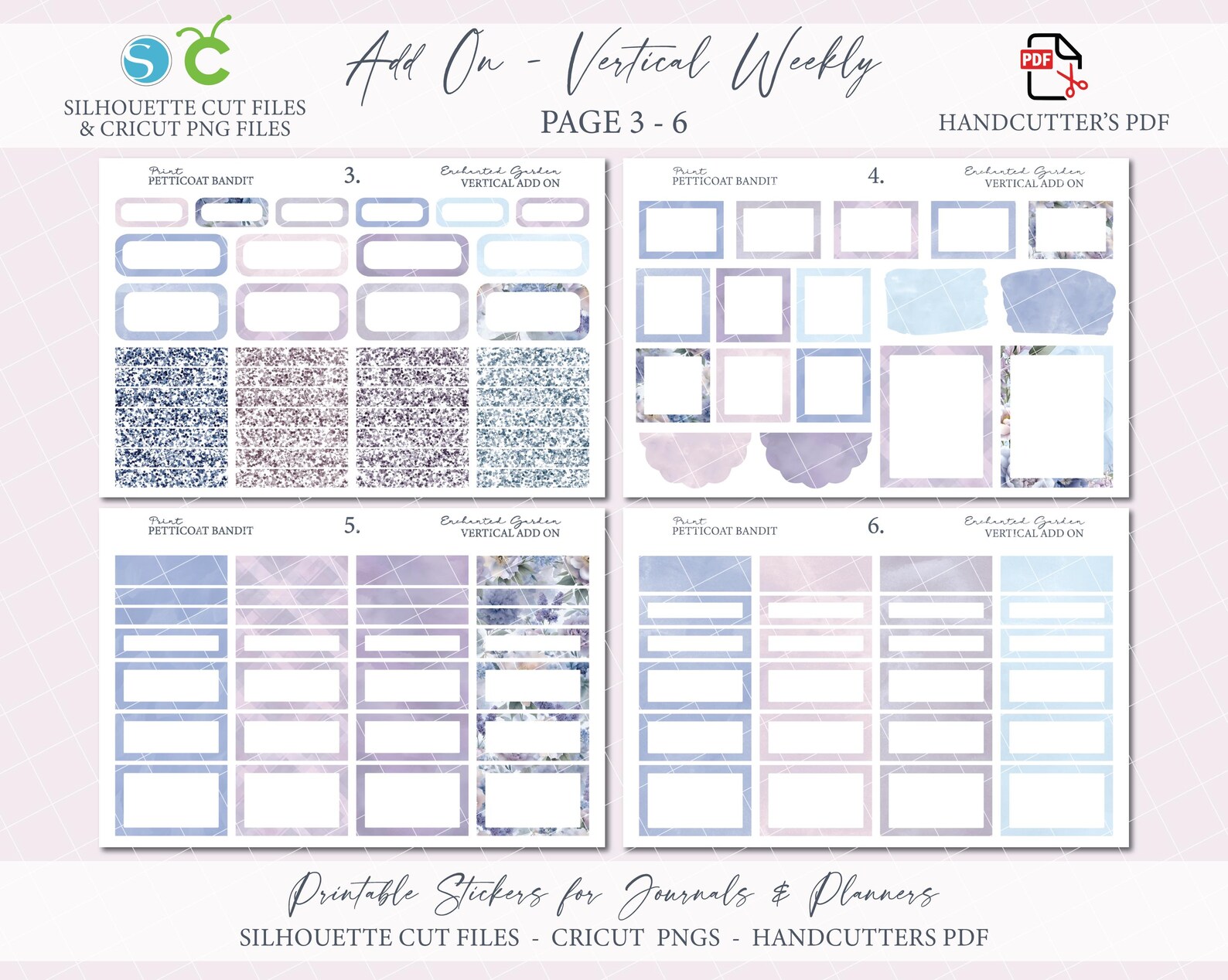 Printable Add on Vertical Weekly Planner Sticker Kit - Enchanted Garden ...