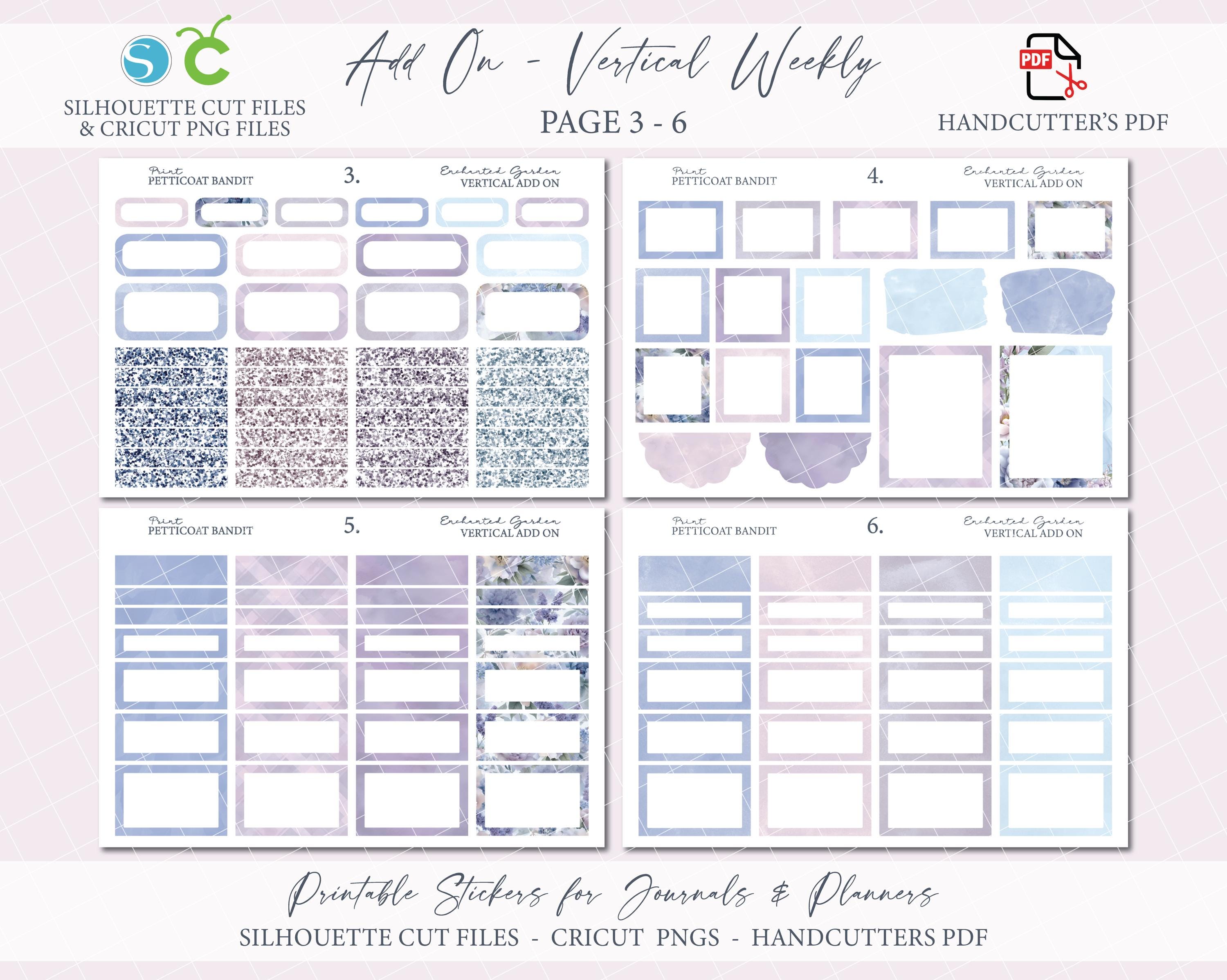 Printable Add on Vertical Weekly Planner Sticker Kit - Enchanted Garden ...