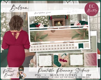Erin Condren Monthly Kit | Foil Ready | Printable Planner Stickers | EC Monthly | Silhouette Cutfiles | Cricut PNG | PDF | Balsam