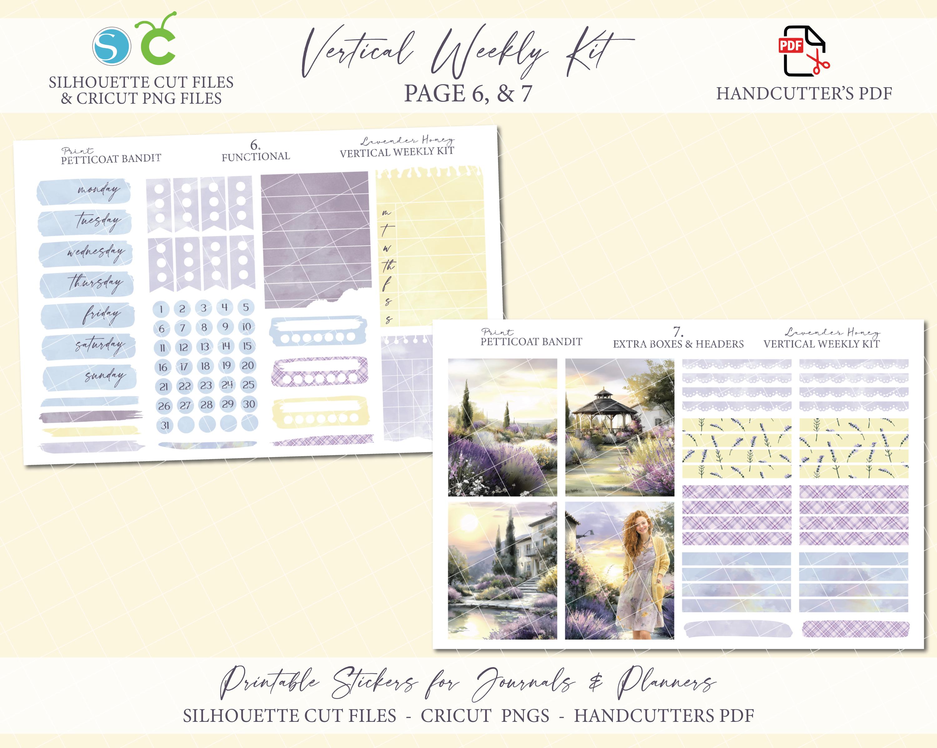 Spring Printable Vertical Weekly Planner Sticker Kit - Lavender Honey ...