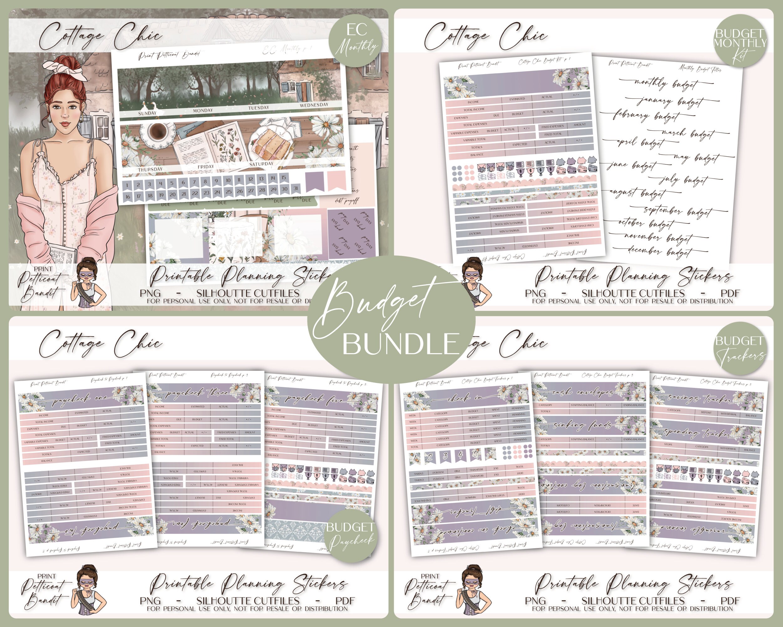 Printable Erin Condren Monthly Budget Bundle Budget Planner - Etsy