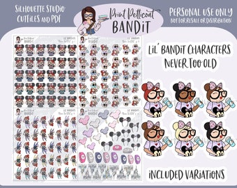 Lil' Bandit Printable Character Stickers - Never Too Old | DIY Planner Stickers | Silhouette Cut Files | Printable Stickers