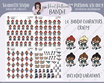 Lil' Bandit Printable Character Stickers - Crafty | DIY Planner Stickers | Silhouette Cut Files | Printable Stickers