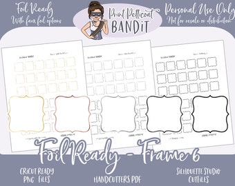 FOIL READY Printable Frame 6 | Foil Ready Labels | Faux Foil Printable Stickers | Silhouette cut files | Decorative Planner Stickers