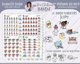 Lil' Bandit Printable Character Stickers - Sleepy | DIY Planner Stickers | Silhouette Cut Files | Printable Stickers