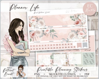 Erin Condren Monthly Kit | Foil Ready | Printable Planner Stickers | EC Monthly | Silhouette Cutfiles | Cricut PNG | PDF | Planner Life