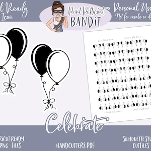 FOIL READY Decorative Icon Planner Stickers | Celebrate Dainty Foil Stickers | Silhouette cut files | Cricut .png | Pdf | xclusive