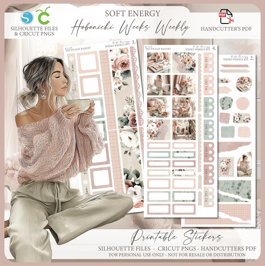 Printable Hobonichi Weeks Weekly Planner Kit - Soft Energy | Silhouette ...