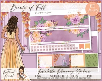 Erin Condren Monthly Kit | Foil Ready | Printable Planner Stickers | EC | Silhouette Cutfiles | Cricut PNG | PDF | Beauty of Fall | xclusive