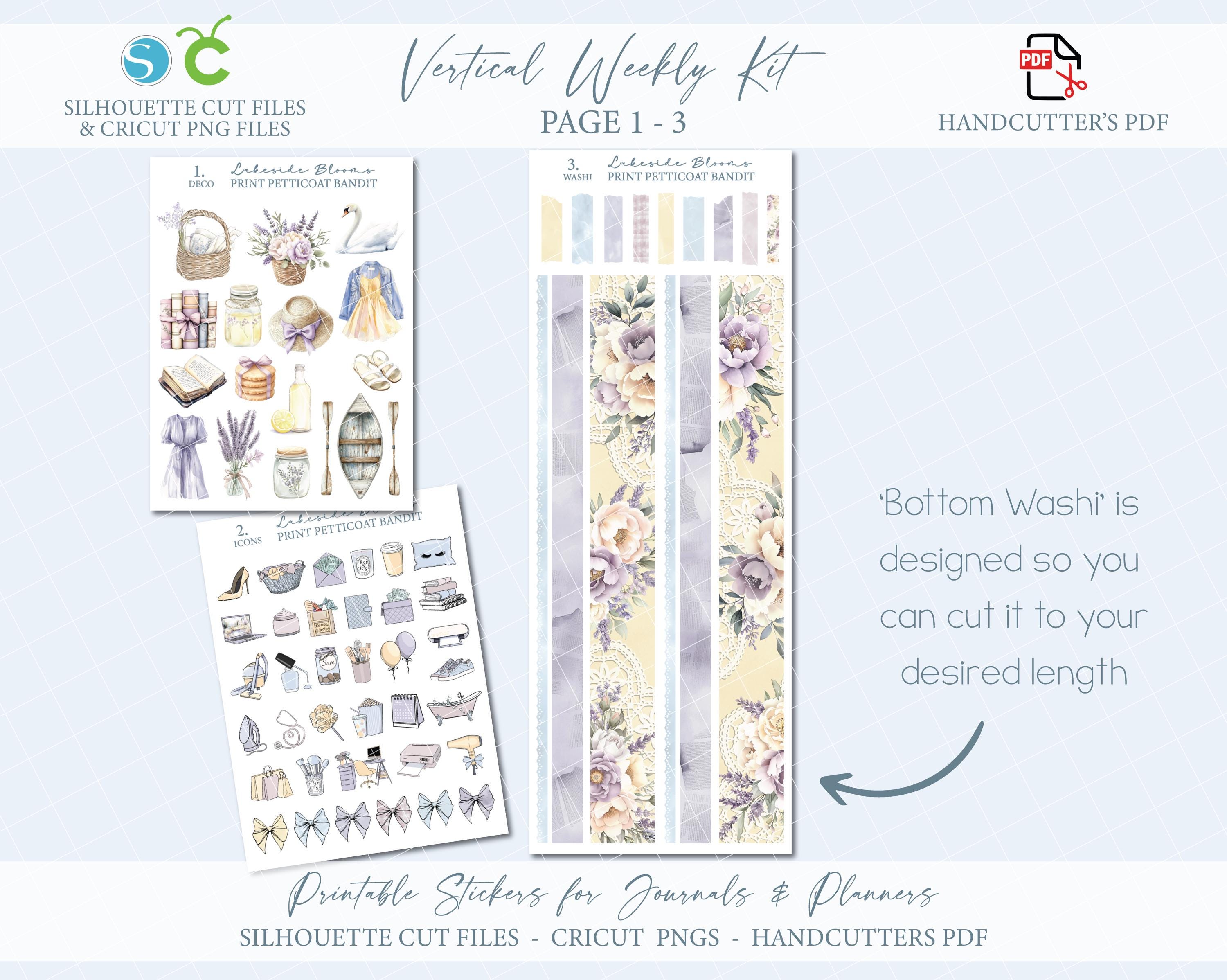 Spring Printable Vertical Weekly Planner Sticker Kit - Lakeside Blooms ...