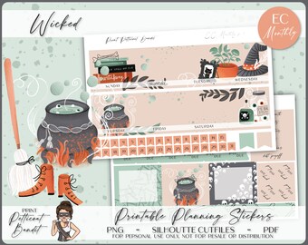 Erin Condren Monthly Kit | Foil Ready | Printable Planner Stickers | EC Monthly | Silhouette Cutfiles | Cricut PNG | PDF | Wicked