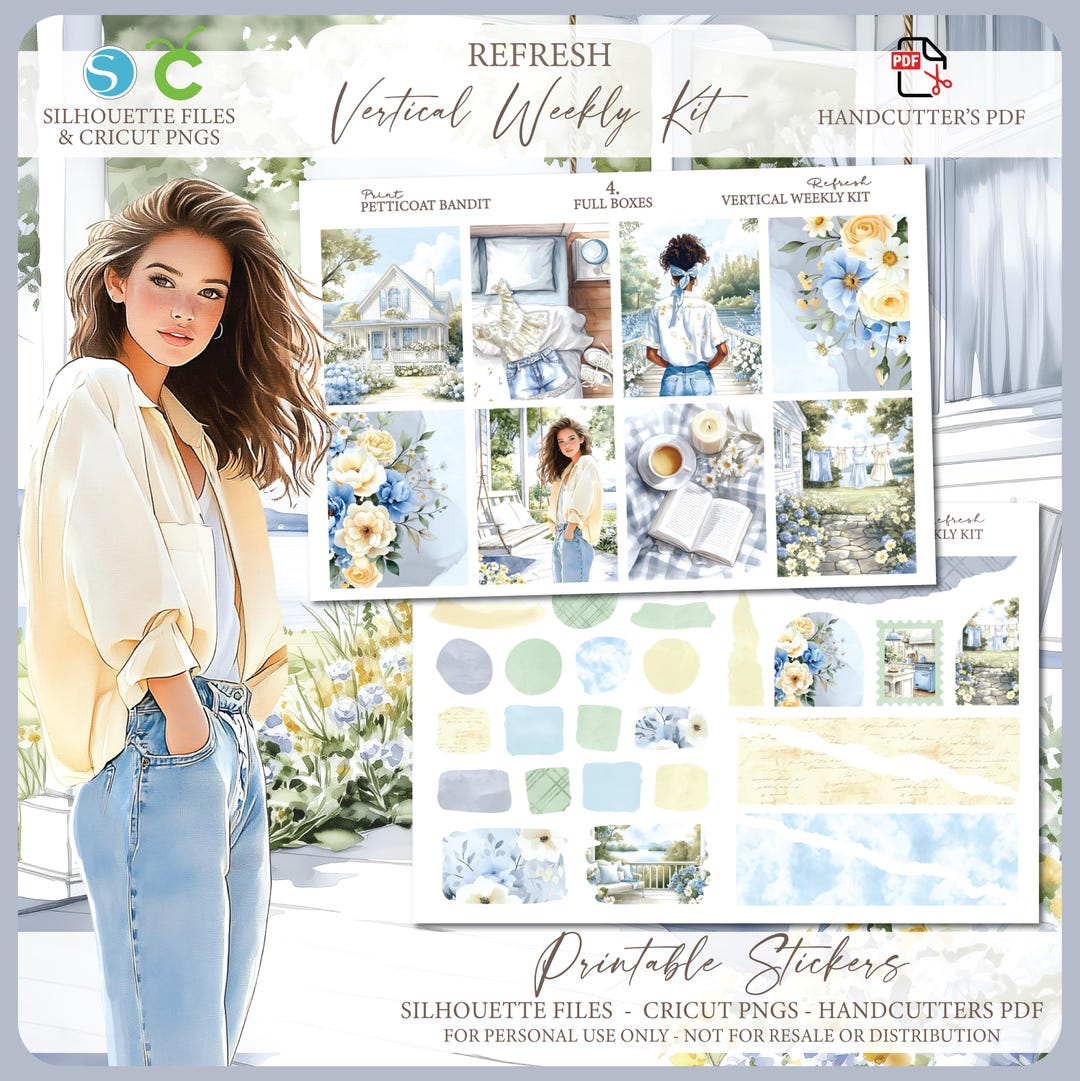 Spring Printable Vertical Weekly Planner Sticker Kit - Refresh ...
