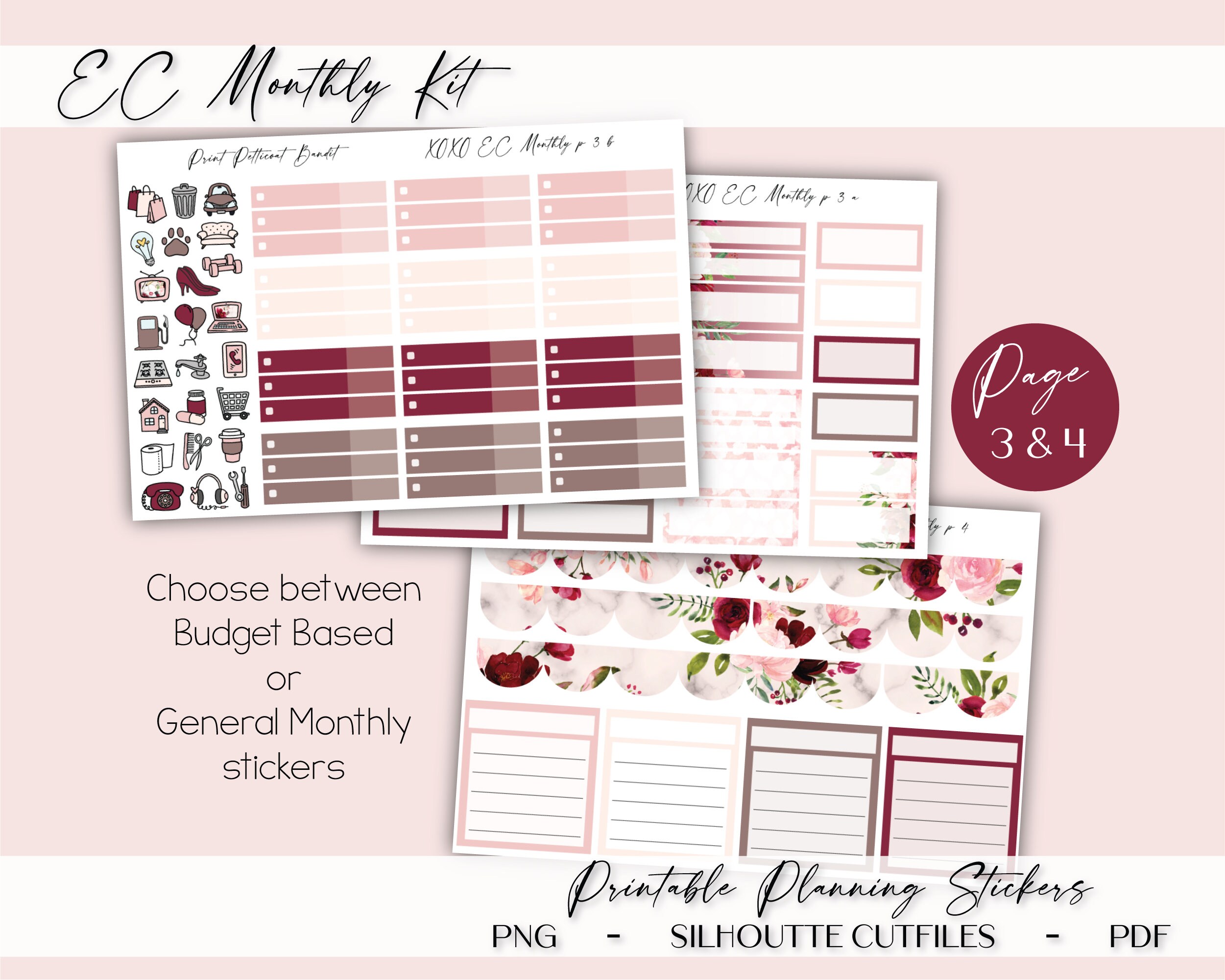 Embellishments Paper, Party & Kids Budget Planner Digital Stickers EC ...