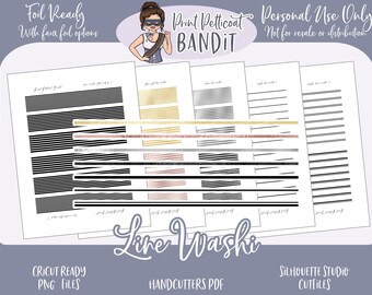 FOIL READY Decorative Planner Stickers | Silhouette cut files | Cricut .png | Line Washi Stickers