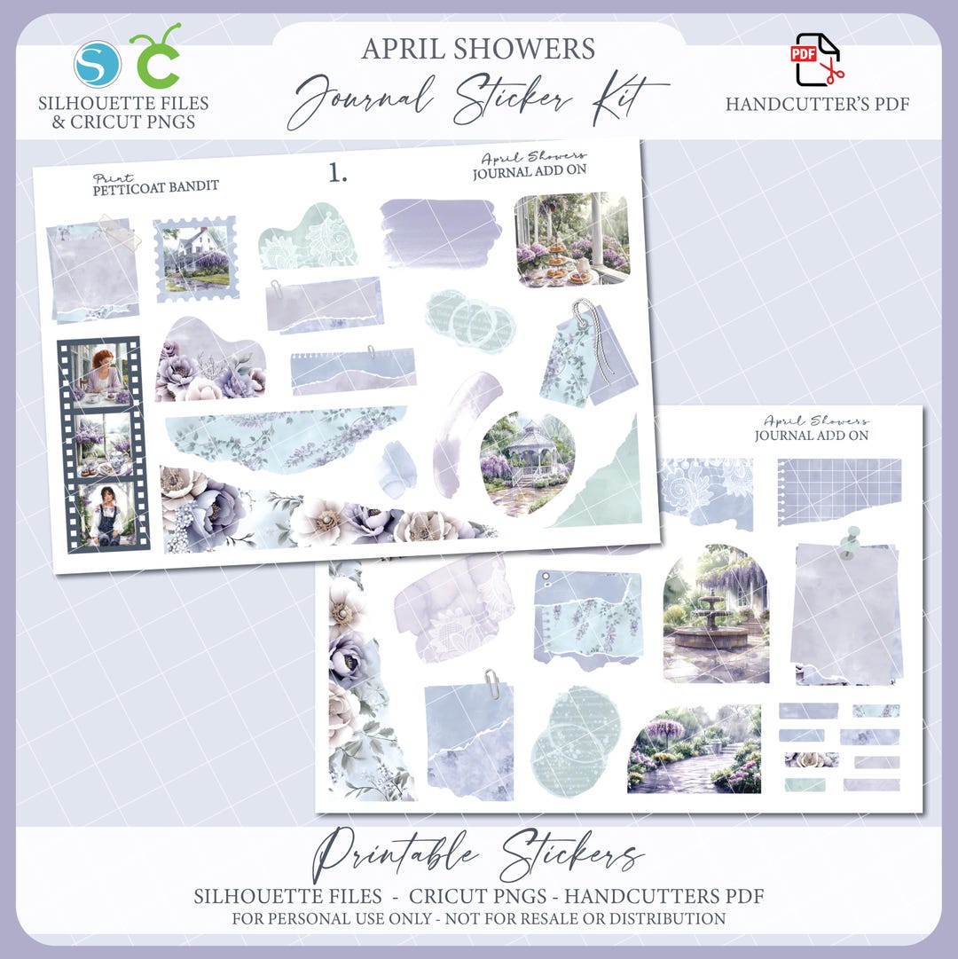Spring Printable Journaling Sticker Kit - April Showers | Journal ...