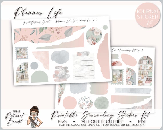 Printable Journaling Sticker Kit Summer Sunset Journal Stickers Decorative  Planner Kit Silhouette Cutfiles Cricut Png 