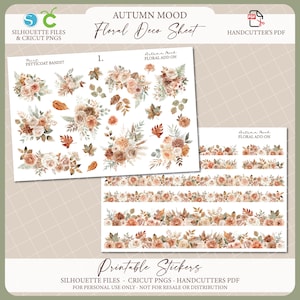 Printable Blumen Kit - Herbststimmung | Journal Aufkleber | Dekorative Planer Aufkleber | Silhouette Schnittdatei | Cricut PNG | PDF-Datei
