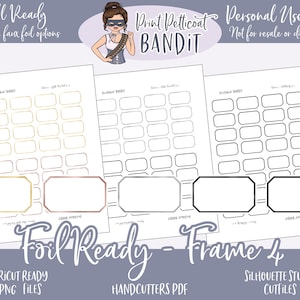 FOIL READY Printable Frame 4 | Foil Ready Labels | Faux Foil Printable Stickers | Silhouette cut files | Decorative Planner Stickers