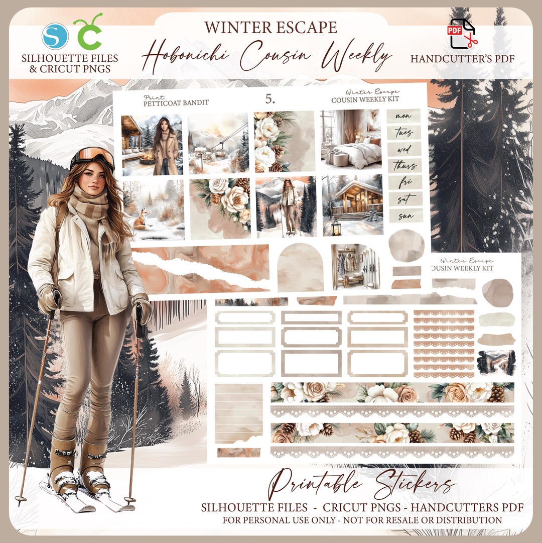 Printable Hobonichi Cousin Weekly Planner Kit - Winter Escape | Neutral ...