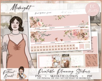 Erin Condren Monthly Kit | Foil Ready | Printable Planner Stickers | EC Monthly | Silhouette Cutfiles | Cricut PNG | PDF | Midnight