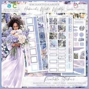 Printable Hobonichi Weeks Weekly Planner Kit - Enchanted Garden | Silhouette Cut Files | Cricut png | Spring Hobo Weeks Sticker Kit