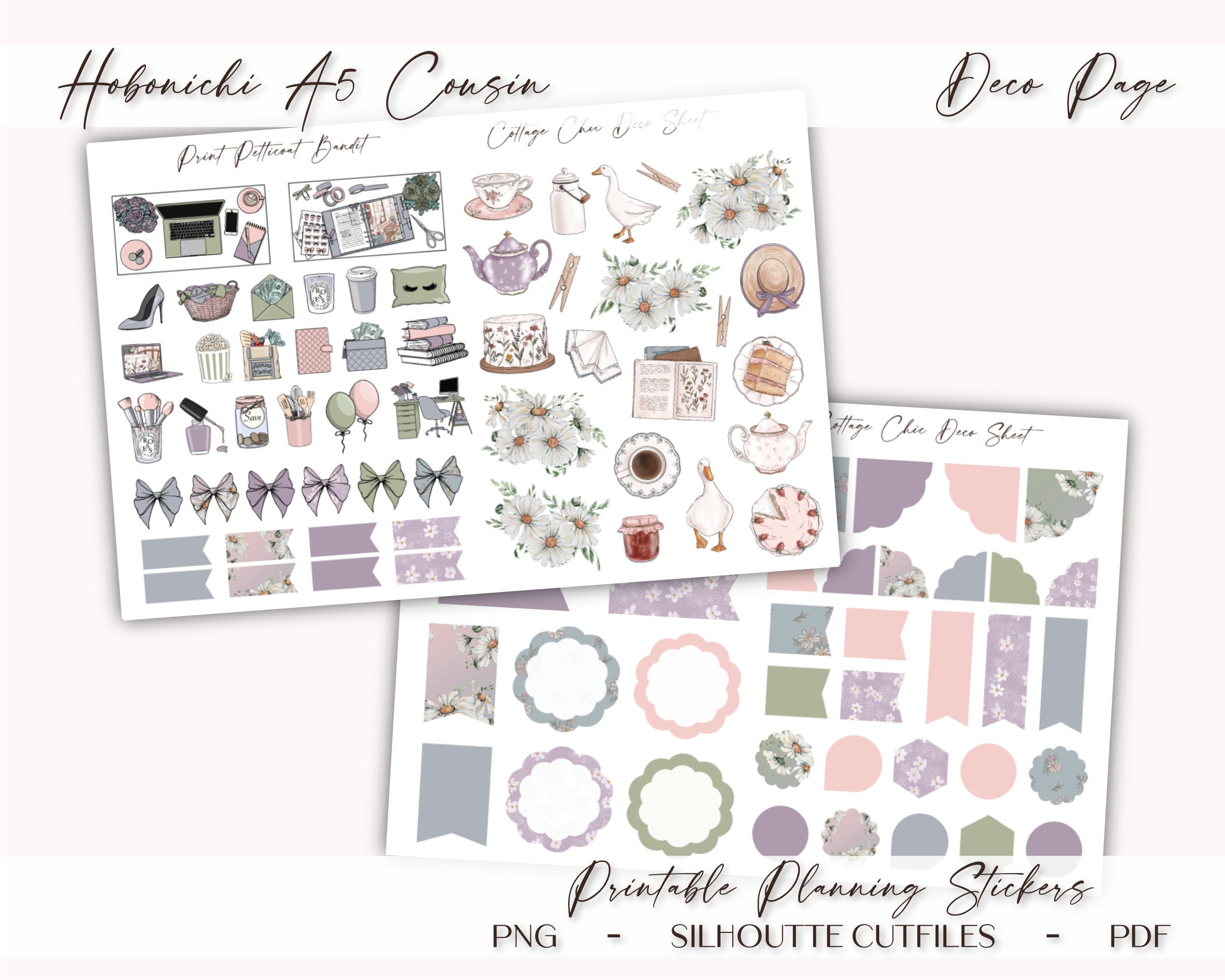 Printable Hobonichi Cousin Weekly Planner Kit Cottage Chic | Etsy