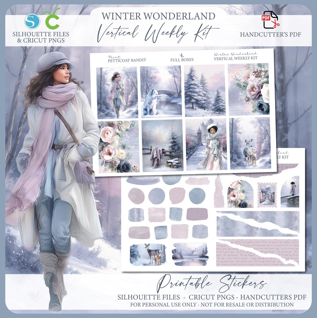 Winter Printable Vertical Weekly Planner Sticker Kit - Winter ...