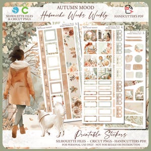 Printable Hobonichi Weeks Weekly Planner Kit - Autumn Moods | Foil Ready | Silhouette Cut Files | Cricut png | Hobo Weeks Sticker Kit