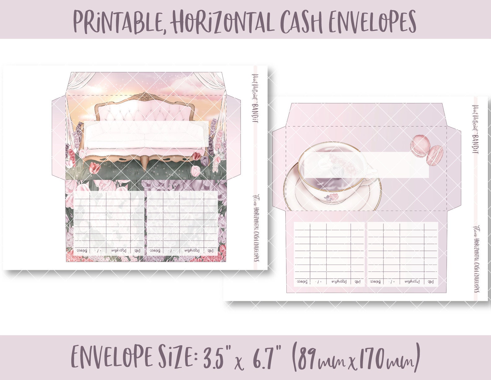 8 Printable Horizontal Cash Envelopes Transaction Tracker - Etsy