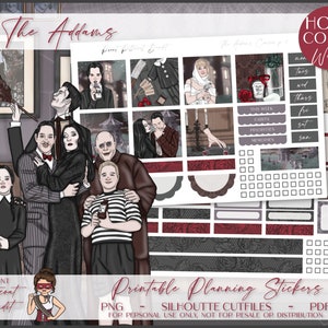 Printable Hobonichi Cousin Weekly Planner Kit - The Addams | Foil Ready | Silhouette Cut Files | Cricut png | A5 Hobo Cousin Sticker Kit