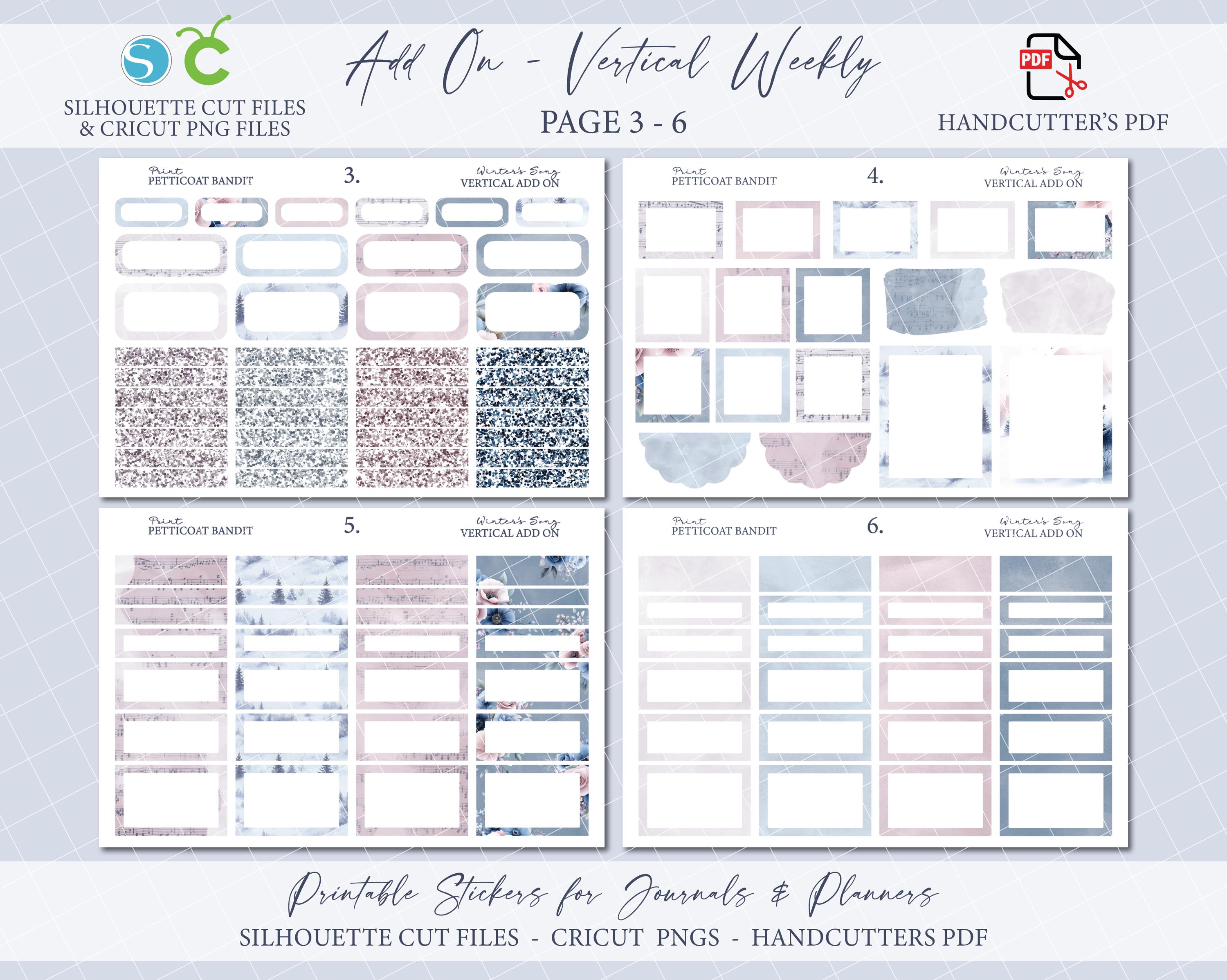 Printable Add on Vertical Weekly Planner Sticker Kit - Winter's Song ...