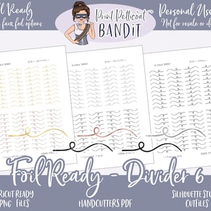 FOIL READY Printable Divider 6 | Foil Ready Labels | Faux Foil Printable Stickers | Silhouette cut files | Decorative Planner Stickers