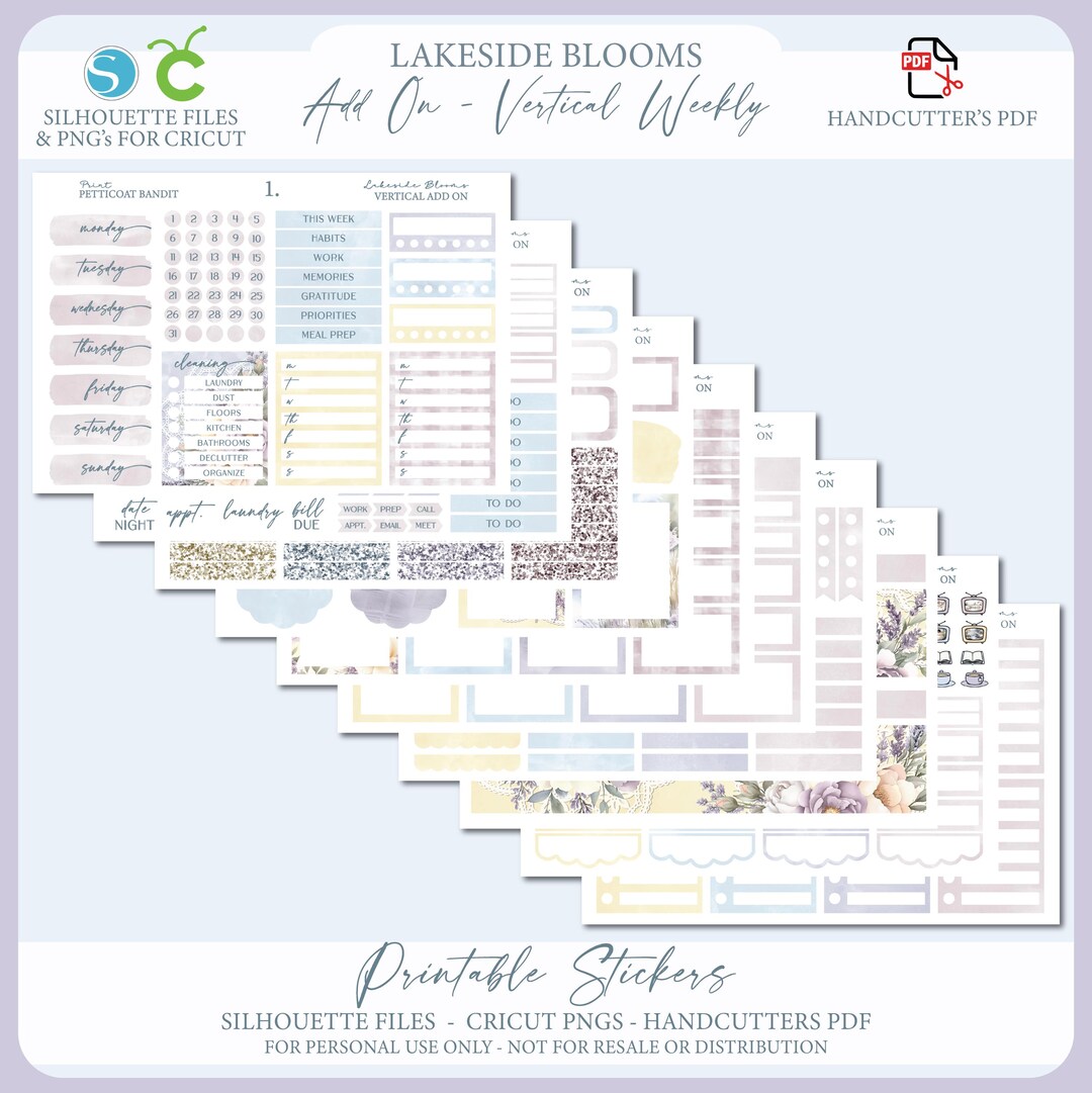 Spring Printable Add on Vertical Weekly Planner Sticker Kit - Lakeside ...